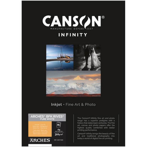 Canson Infinity ARCHES BFK Rives Pure White 310gsm Matte - 11" x 17” (25 Sheets)