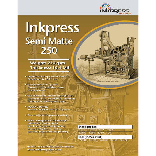 Inkpress Semi Matte 250 17" x 22" - 50 sheets