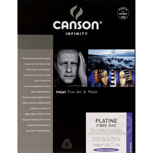 Canson Infinity Platine Fibre Rag 310gsm - 5" x 7", 25 Sheets
