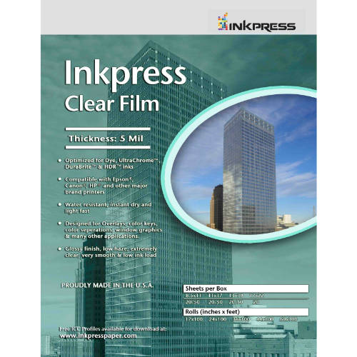 Inkpress Clear Film 8.5" x 11" - 20 sheets