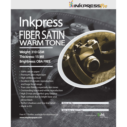 Inkpress Fiber Satin Warm Tone Paper (8.5" x 11" - 25 Sheets)