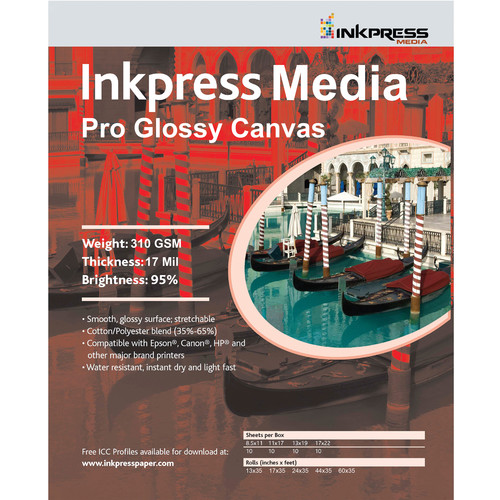 Inkpress Media Pro Glossy Canvas (17” x 22", 10 Sheets)